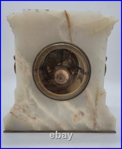 Pendule ancienne de cheminée en onyx et bronze Barbedienne Paris XIXe siècle