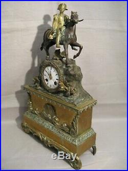 Pendule bronze Napoléon à cheval époque XIX ème siècle