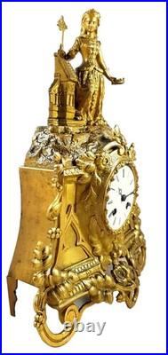 Pendule bronze dore style romantique Barbe d'Héliopolis XIXe siècle Vincenti