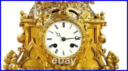 Pendule bronze dore style romantique Barbe d'Héliopolis XIXe siècle Vincenti