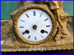 Pendule en Bronze du XIX ème Siècle Enfant Antique French Clock 19 ème