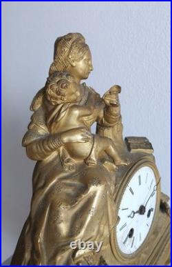 Pendule figurative française du XIXe siècle en bronze doré