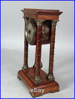 Pendulette à colonnes bois & bronze XIXe siècle Bel état. B203