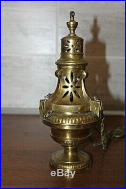 Petit encensoir d' aumônier itinérant en bronze doré XIXe Siècle