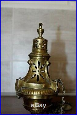 Petit encensoir d' aumônier itinérant en bronze doré XIXe Siècle