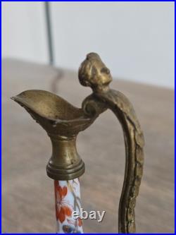 Petite aiguière cassolette porcelaine imari Japon bronze fleurs XIXè siècle