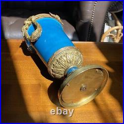 Pied De Lampe/vase En Céramique Bleu Turquoise Et Bronze Fin XIXe Siècle