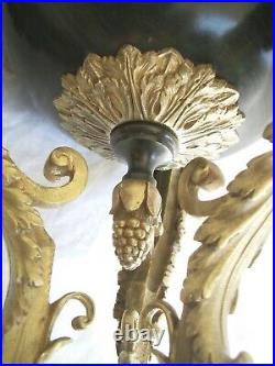 Pied Lampe à pétrole Athénienne Empire bronze à têtes de faunes XIXè siècle