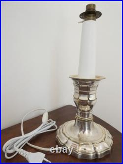 Pied de la lampe en bronze argenté pique-cierge, XIXe siècle