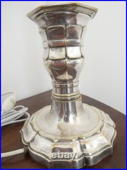 Pied de la lampe en bronze argenté pique-cierge, XIXe siècle