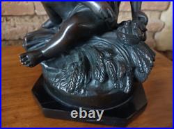 Pigalle jeune fille au nid sculpture en Bronze XIXe siecle Pigalle jeune fille au nid sculpture en Bronze XIXe siecle