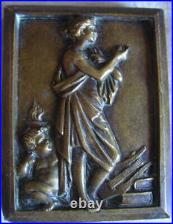 Plaque Bronze Bas-relief Terpsichore Muse De La Danse