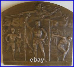 Plaque en Bronze Jeux Olympiques. Attribuée en 1924 Gravée par E. Telier
