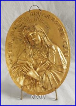 Plaques de dévotion en bronze doré Jésus et Vierge Marie XIXe siècle