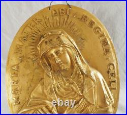 Plaques de dévotion en bronze doré Jésus et Vierge Marie XIXe siècle