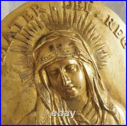 Plaques de dévotion en bronze doré Jésus et Vierge Marie XIXe siècle