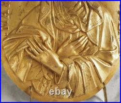 Plaques de dévotion en bronze doré Jésus et Vierge Marie XIXe siècle