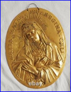 Plaques de dévotion en bronze doré Jésus et Vierge Marie XIXe siècle