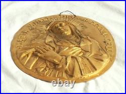 Plaques de dévotion en bronze doré Jésus et Vierge Marie XIXe siècle