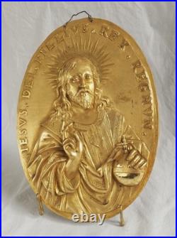 Plaques de dévotion en bronze doré Jésus et Vierge Marie XIXe siècle
