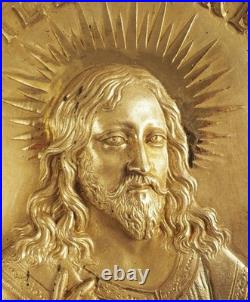 Plaques de dévotion en bronze doré Jésus et Vierge Marie XIXe siècle