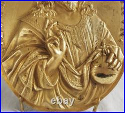 Plaques de dévotion en bronze doré Jésus et Vierge Marie XIXe siècle