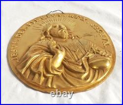 Plaques de dévotion en bronze doré Jésus et Vierge Marie XIXe siècle