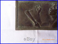 Plaquette bronze art nouveau A. L. M. Charpentier le chant 141x77mm
