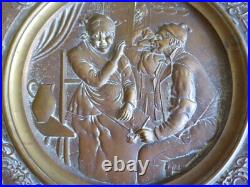 Plat Décoratif en Bronze Scène de Vie Amusantes Fin XIXe Siècle French bronze