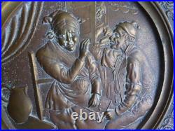 Plat Décoratif en Bronze Scène de Vie Amusantes Fin XIXe Siècle French bronze