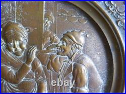 Plat Décoratif en Bronze Scène de Vie Amusantes Fin XIXe Siècle French bronze
