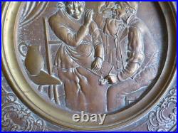 Plat Décoratif en Bronze Scène de Vie Amusantes Fin XIXe Siècle French bronze