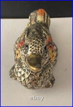 Poids Birmanie canard en bronze argenté et émaux XIXe siècle Peson 192 grammes