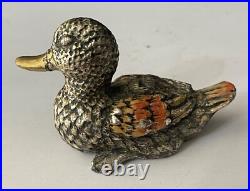 Poids Birmanie canard en bronze argenté et émaux XIXe siècle Peson 288 grammes