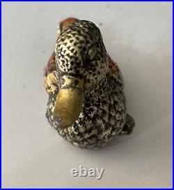 Poids Birmanie canard en bronze argenté et émaux XIXe siècle Peson 288 grammes