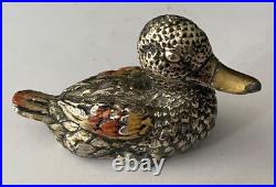 Poids Birmanie canard en bronze argenté et émaux XIXe siècle Peson 288 grammes