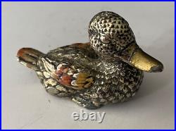 Poids Birmanie canard en bronze argenté et émaux XIXe siècle Peson 288 grammes