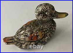 Poids Birmanie canard en bronze argenté et émaux XIXe siècle Peson 288 grammes