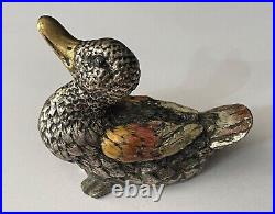 Poids Birmanie canard en bronze argenté et émaux XIXe siècle Peson 340 grammes