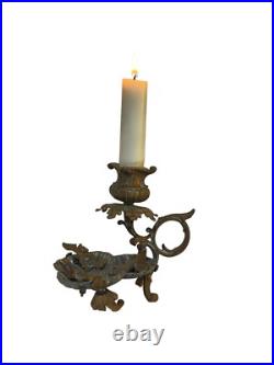 Porte-Bougie En Bronze, XIXe Siècle, Victorien