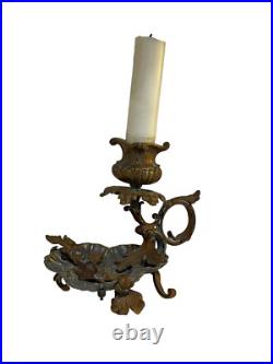Porte-Bougie En Bronze, XIXe Siècle, Victorien