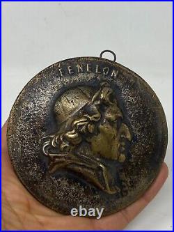 Profil Fénelon & Médaille Uniface Bronze & Ancienne & Ecrivain Français & France
