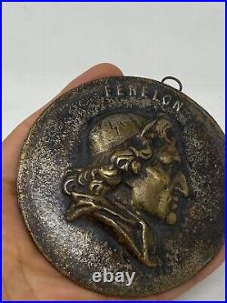 Profil Fénelon & Médaille Uniface Bronze & Ancienne & Ecrivain Français & France