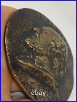 Profil William Shakespeare & Médaille Uniface Bronze & Ancienne & Poète Anglais