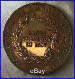 Rare Medaille Bronze Expo Universelle Hanoi 1887 Graveur E A Oudine F