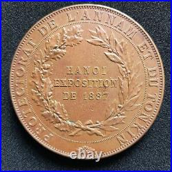 Rare Médaille Exposition HANOI 1887 Protectorat Annam & Tonkin Oudine 72 mm. Br