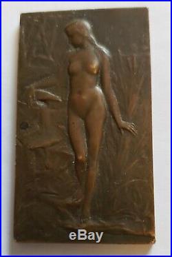 Rare Plaque Médaille Bronze G. Prudhomme Femme Nue La Source 74 gr