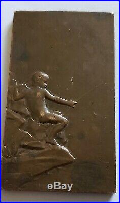 Rare Plaque Médaille Bronze G. Prudhomme Femme Nue La Source 74 gr
