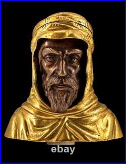 Rare encrier orientaliste en bronze doré et patiné fin XIXe siècle iniwell