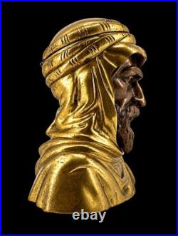 Rare encrier orientaliste en bronze doré et patiné fin XIXe siècle iniwell